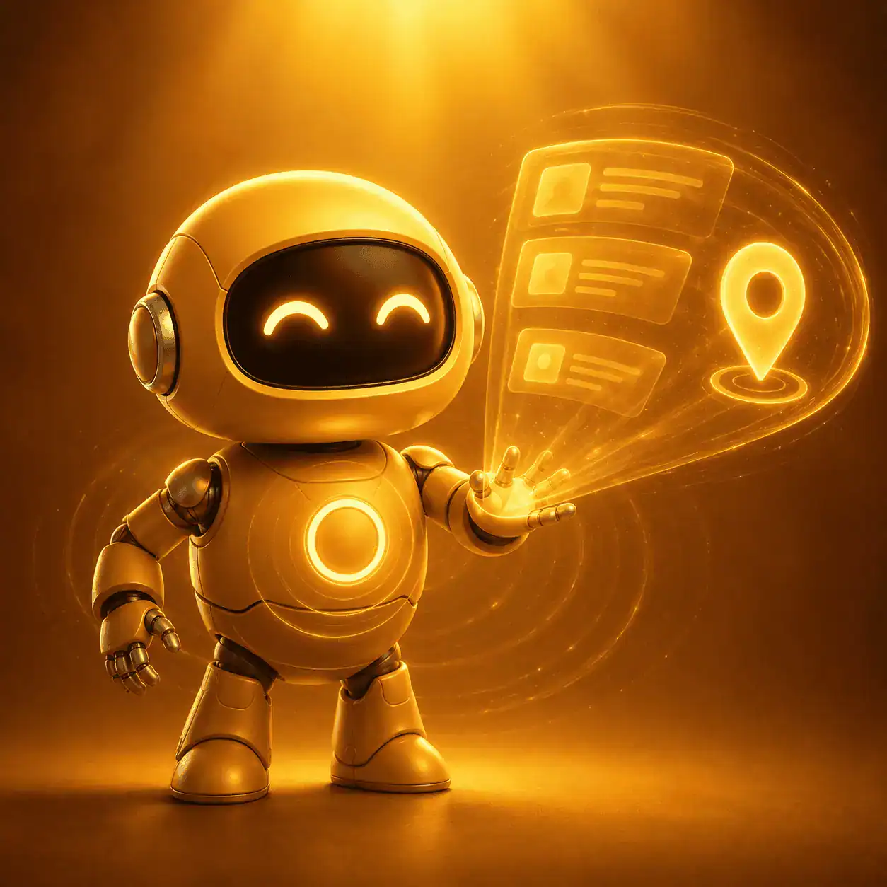 Ra, a gold AI robot mascot for Misfit Reviews, representing tracking of Google Maps, search, and AI search visibility One thing worth flagging. Your uploaded homepage copy doesn't actually mention Atlas, Mako, or Ra anywhere, the features section talks about "A Single Dashboard," "Automated Review Requests," and "Share Reviews Everywhere" without naming agents. If these three robots are meant to represent a new "AI agents" feature you're adding to the page, let me know where they'll sit in the layout. The alt text should ideally match whatever heading or label appears next to each image, so it stays consistent for both users and search engines.